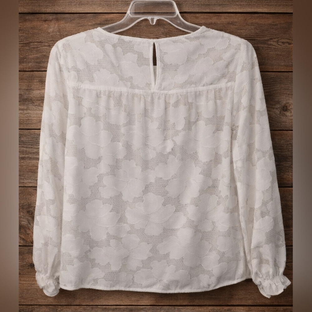Banana Republic Ivory Floral Lace Long-Sleeve Blouse - Picture 4 of 4